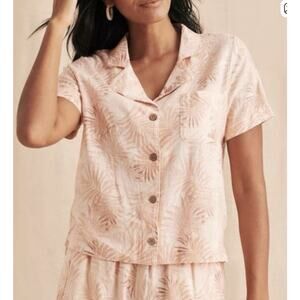 Faherty paradise cove top tropical Jungle Linen Buttoned shirt Sz S